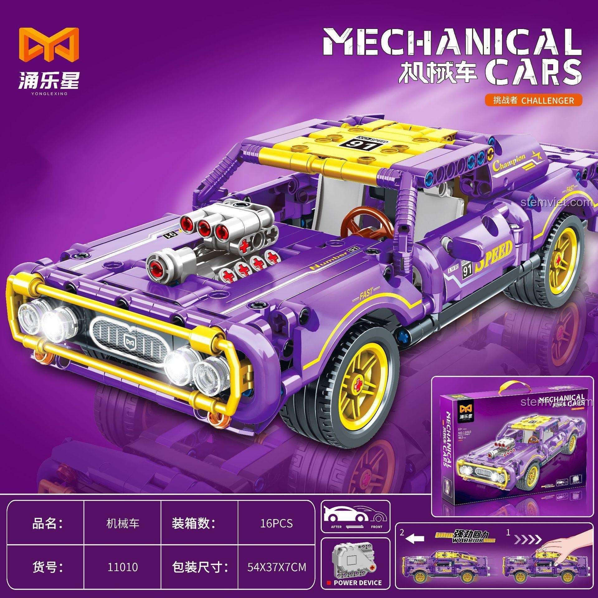 bộ đồ chơi 11010, bộ xếp hình Xe cơ bắp Dodge Challenger, hộp sản phẩm Yonglexing cho bé trai 6 tuổi, chất lượng cao
