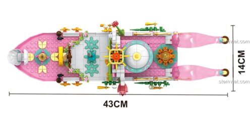 Kích thước chi tiết của đồ chơi xếp hình Du thuyền lãng mạn 88041, dài 43cm, rộng 14cm, phù hợp cho con gái.