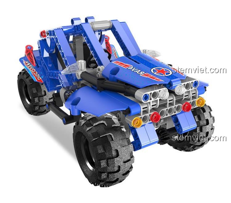 Bộ xếp hình xe buggy địa hình YUEGAO 58404, chi tiết sắc nét, động cơ kéo lùi mạnh mẽ.