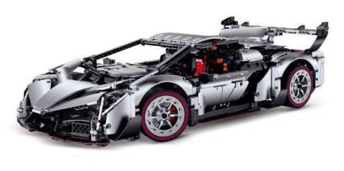 Mô hình Lamborghini Veneno màu xám bạc, tỉ lệ 1:8, 4016 chi tiết, tương thích LEGO Technic