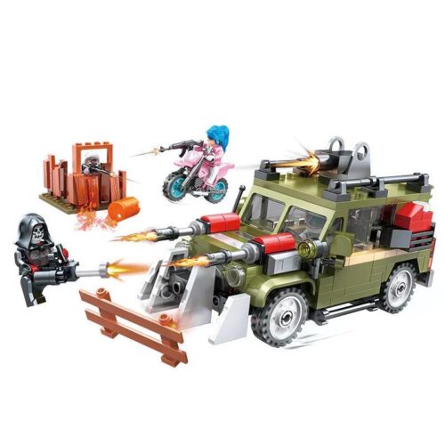 Bộ lắp ghép xe bán tải quân sự ZDEL DL-10204 với 4 minifigures, đồ chơi cho bé trai 5 tuổi giá rẻ.