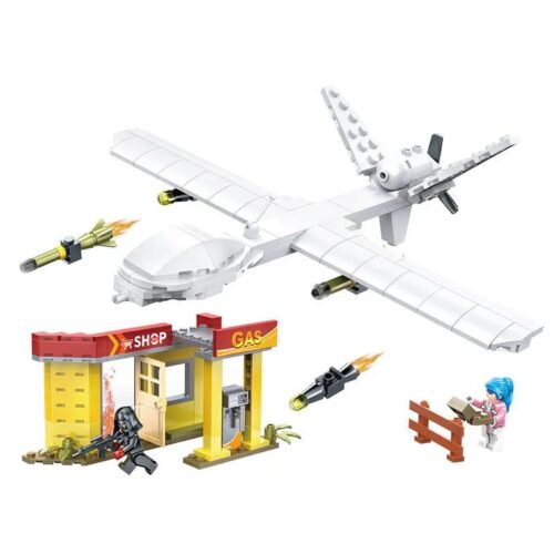 Ảnh chính bộ lắp ghép Máy bay không người lái Global Hawk ZDEL DL-10205, gồm UAV, trạm xăng và 2 minifigures, đồ chơi giá rẻ cho bé trai 5 tuổi.