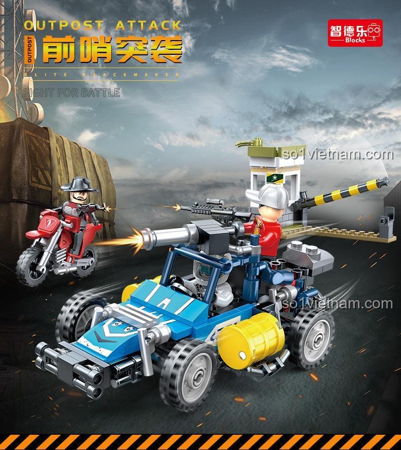 Bộ lắp ghép ZDEL DL-10207 Xe Jeep và Xe Máy Chiến Đấu 212 Mảnh