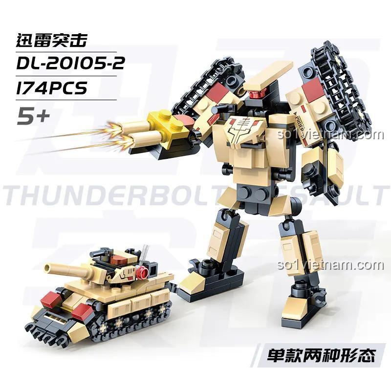 Bộ lắp ghép ZDEL DL-20105-2 Thunderbolt Assault, Robot Chiến Giáp 174 mảnh, đồ chơi lắp ráp cho bé trai, giá rẻ.