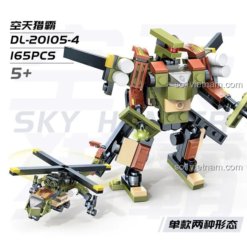 Bộ đồ chơi ZDEL DL-20105-4 Sky Hunter Overlord, Robot Chiến Giáp 165 mảnh, đồ chơi mô hình cho bé trai 6 tuổi, chất lượng cao.