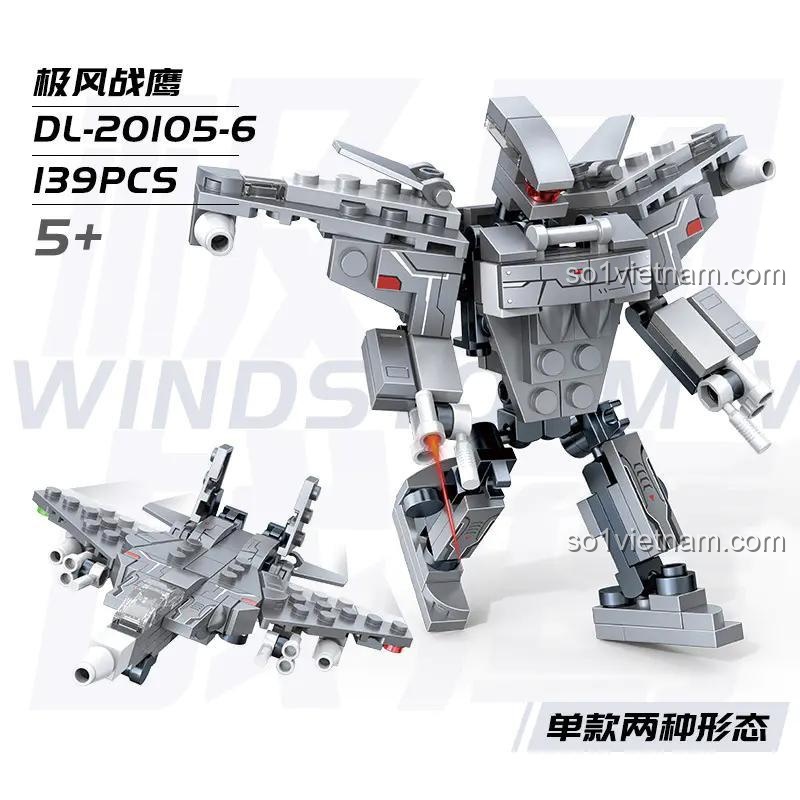 Bộ lắp ghép ZDEL DL-20105-6 Extreme Wind Warhawk, Robot Biến Hình 139 mảnh, đồ chơi lắp ráp cho bé trai 6 tuổi, giá tiết kiệm.