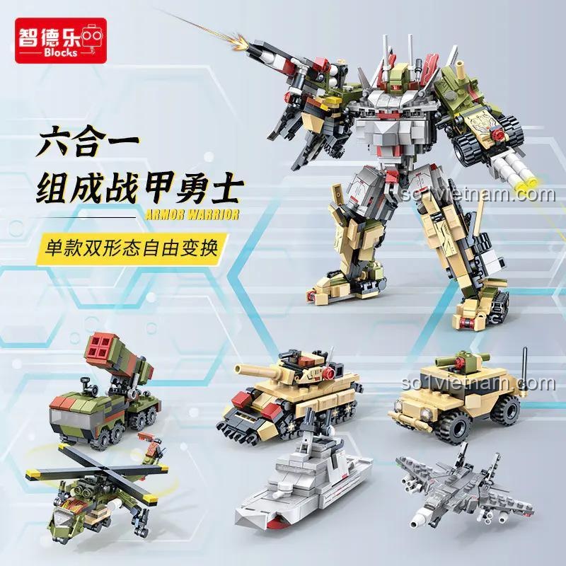 Bộ đồ chơi lắp ráp ZDEL DL-20105, 6 mô hình xe và robot nhỏ kết hợp thành Robot Chiến Giáp lớn, đồ chơi mô hình cho bé trai 6 tuổi, giá tốt.