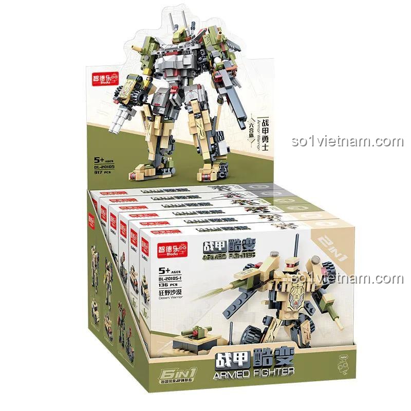 Hộp đồ chơi lắp ráp ZDEL DL-20105, bộ khối lắp ghép Robot Chiến Giáp 917 mảnh, phù hợp bé trai 6 tuổi, chất lượng cao.