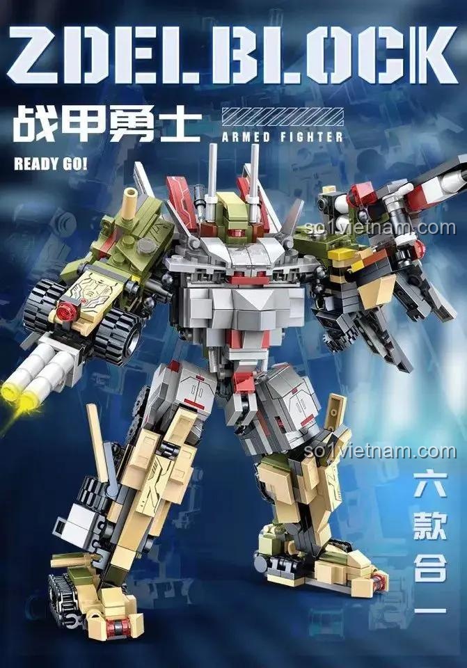 Hộp bộ lắp ghép ZDEL DL-20105 Robot Chiến Giáp Biến Hình 6 trong 1, đồ chơi lắp ráp cho bé trai 6 tuổi, giá tiết kiệm.