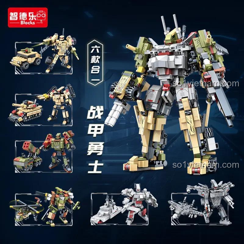 Bộ lắp ghép ZDEL DL-20105 Robot Biến Hình 6 trong 1, đồ chơi mô hình Robot Chiến Đấu cho bé trai 6 tuổi, giá bình dân.