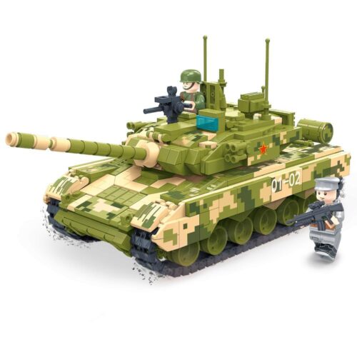 Bộ đồ chơi Xe Tăng Chủ Lực Type 99 ZDEL DL-40011 với 2 minifigure lính, màu xanh lá và nâu, phù hợp cho bé trai 5 tuổi trở lên, giá tốt.