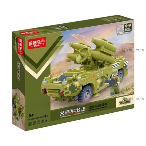 Hộp bộ lắp ghép ZDEL DL-40013 Xe Tên Lửa Phòng Không Hồng Kỳ-7 623 mảnh, đồ chơi quân sự cho con trai, giá tiết kiệm.