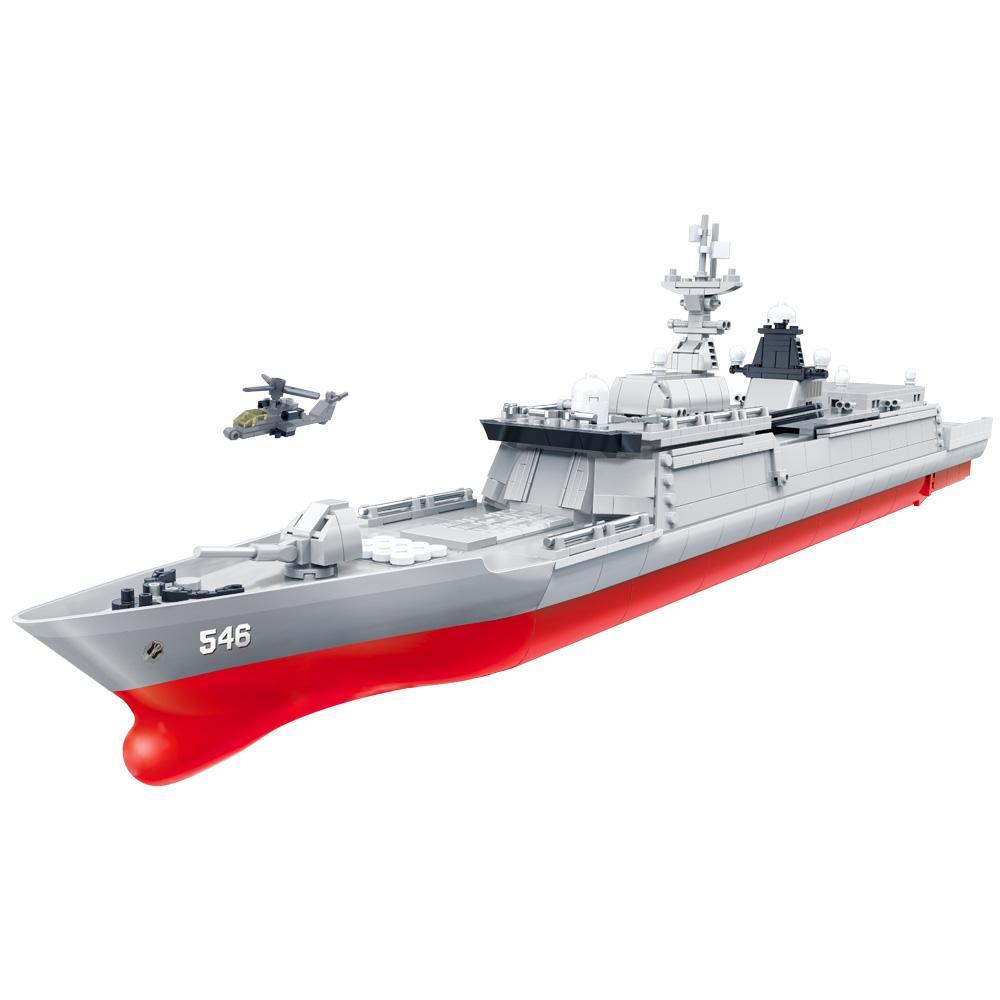 Bộ đồ chơi Tàu Hộ Vệ Tên Lửa 054A ZDEL DL-40019, mô hình tàu chiến hải quân chân thực cho bé trai 6 tuổi, chất lượng cao.