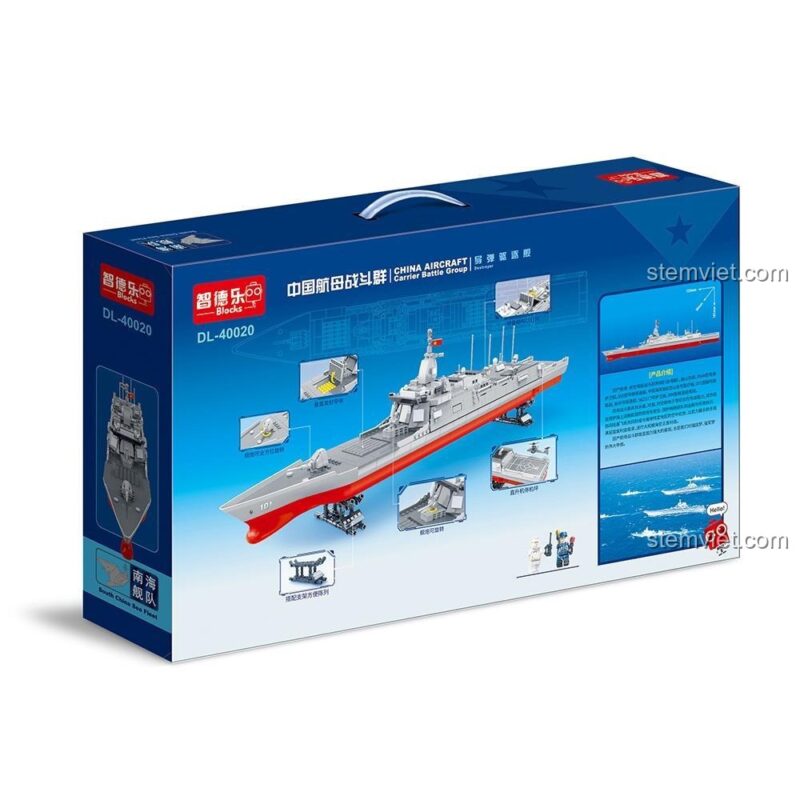 Hộp đồ chơi lắp ráp ZDEL DL-40020 Tàu khu trục tên lửa Type 055 thể hiện các tính năng chi tiết, bộ xếp hình quân sự cho bé trai 6 tuổi, đáng tiền.