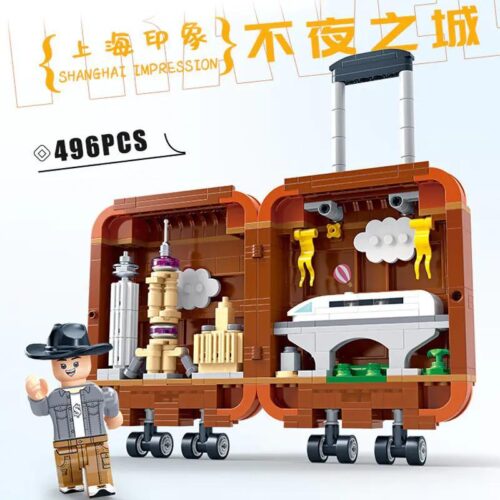 Bộ đồ chơi ZDEL DL-50352 Vali du lịch Thượng Hải, mô hình vali mở ra trưng bày kiến trúc Thượng Hải, phù hợp cho trẻ 5 tuổi, giá tốt.