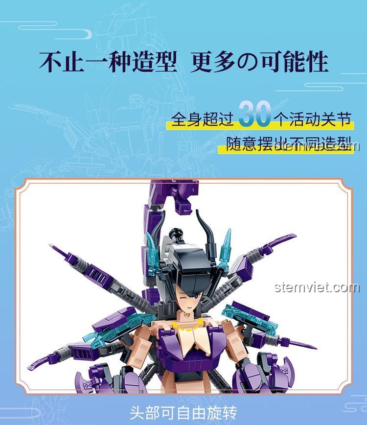 Mô hình set đồ chơi Mô hình Linh Thú Bọ Cạp ZDEL DL-60012 với hơn 30 khớp hoạt động linh hoạt, cho phép tạo nhiều tư thế.