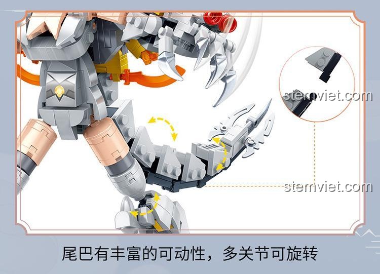 Bộ lắp ghép ZDEL DL-60013 Linh Thú Chiến Giáp Sói Trăng Sáng có đuôi đa khớp linh hoạt