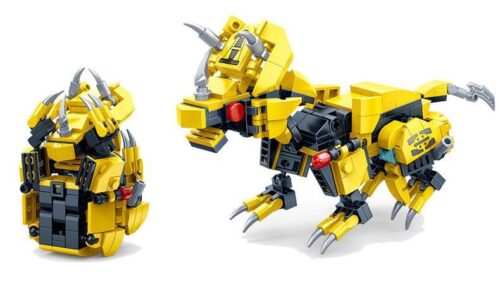 Bộ đồ chơi ZDEL DL-60103 Khủng Long Sừng Sắc Nhọn Biến Hình Trứng (204 mảnh) màu vàng đen, mô hình khủng long và hình trứng độc đáo, phù hợp cho bé trai 5 tuổi, giá tốt