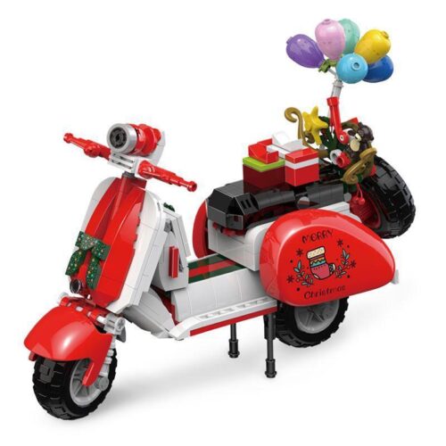 Bộ lắp ghép Zhe Gao 00324 Xe Mô Tô Vespa Giáng Sinh, đồ chơi mô hình Xe Scooter Giáng Sinh giá tốt cho bé trai và bé gái 6 tuổi, phong cách độc đáo.