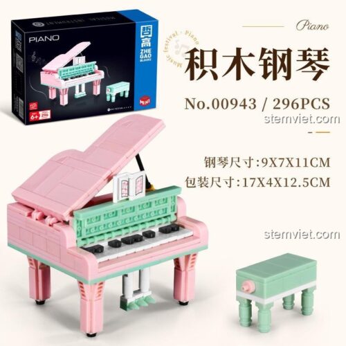 Hộp đồ chơi mô hình đàn dương cầm mini Zhe Gao 00943 với 296 chi tiết.