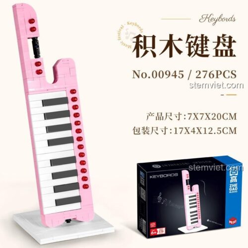 Hộp sản phẩm bộ lắp ghép đàn organ phím đeo vai Zhe Gao 00945, đồ chơi mô hình cho bé gái.