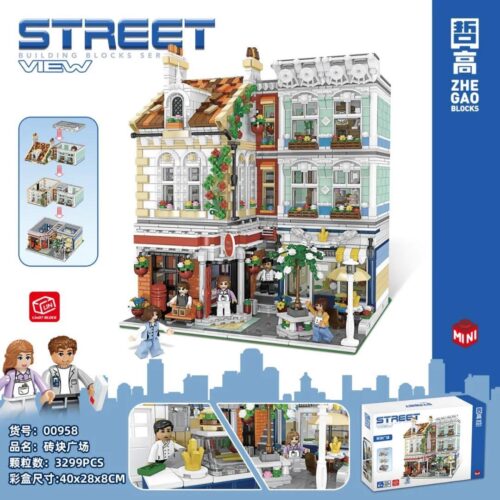 Bộ lắp ghép Bưu Điện Quảng Trường Gạch Zhe Gao 00958 với 3299 mảnh ghép mini, đồ chơi mô hình kiến trúc châu Âu cho bé 8 tuổi.