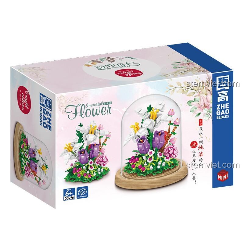 Hộp bộ lắp ghép Hoa Bách Hợp Bất Tử Zhe Gao 00976, thiết kế đẹp mắt, quà tặng độc đáo cho bé gái.