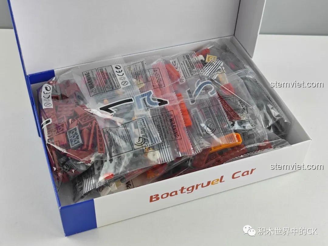 Nội dung hộp bộ lắp ghép Zhe Gao 01004 Xe Bán Cháo Thuyền Quảng Đông, các túi mảnh ghép, đồ chơi mô hình giá rẻ