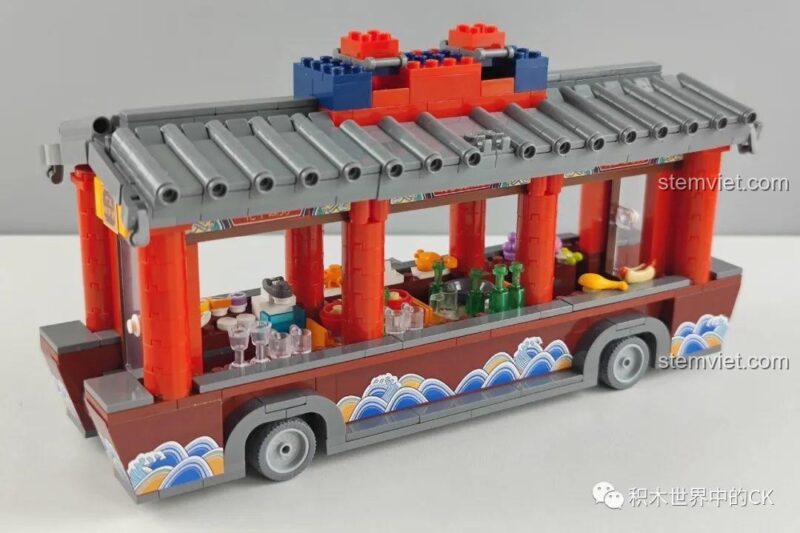 Hoàn thiện phần thân bộ lắp ghép Zhe Gao 01004 Xe Bán Cháo Thuyền Quảng Đông, đồ chơi xây dựng cho bé trai bé gái
