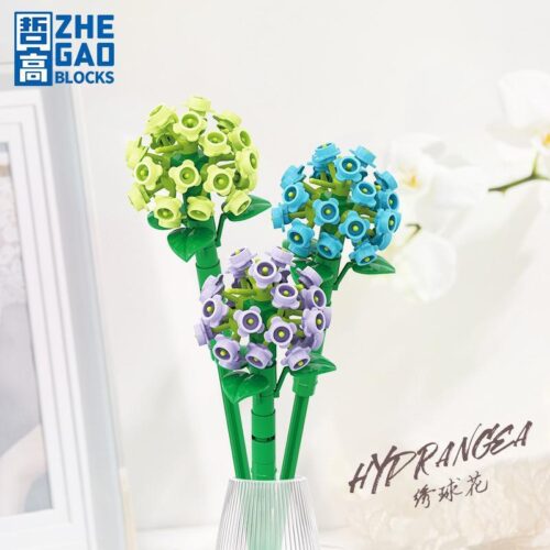 Bộ lắp ghép Hoa Cẩm Tú Cầu Zhe Gao DS1005, đồ chơi lắp ghép cho bé gái 6 tuổi, giá rẻ, chất lượng cao, mô hình trang trí đẹp mắt.