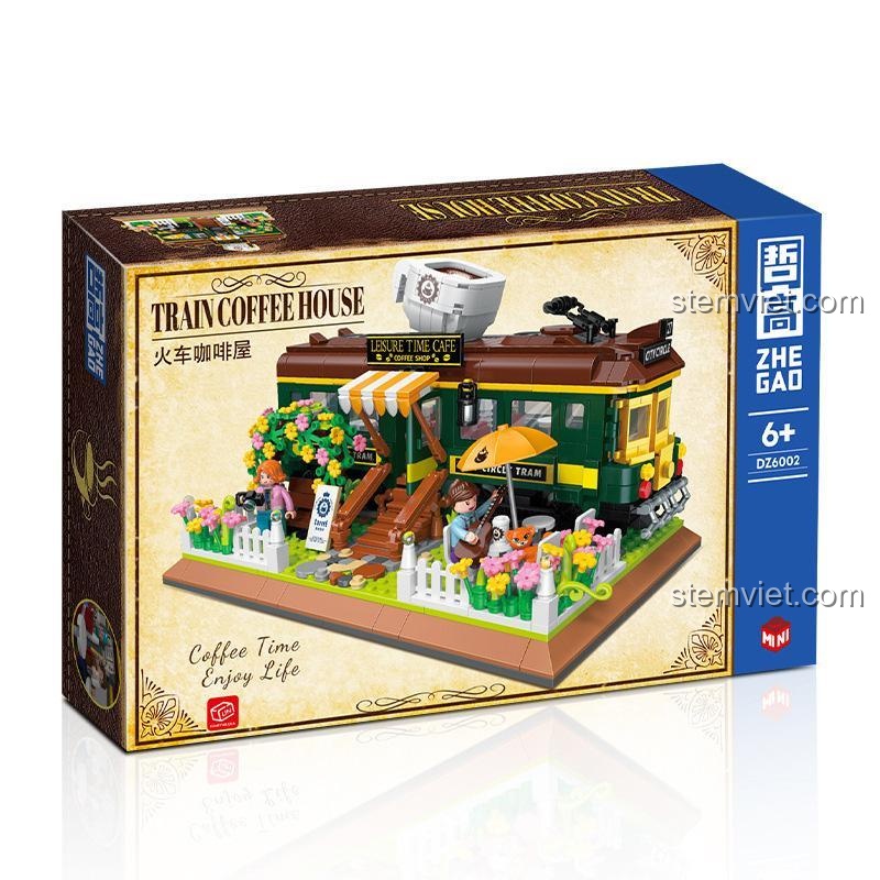 Hộp bộ lắp ghép Zhe Gao DZ6002 Xe Lửa Cà Phê, đồ chơi mô hình chất lượng cao, phù hợp trẻ 6 tuổi, giá tiết kiệm