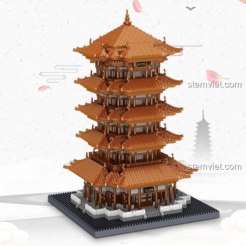 Đồ chơi xây dựng Tháp Hoàng Hạc LZ 8225, mô hình kiến trúc cổ điển với 4748 mảnh ghép, quà tặng ý nghĩa.