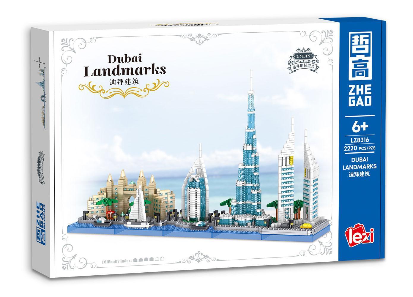 Bộ lắp ghép Kiến trúc Dubai ZHE GAO LZ8316, hộp sản phẩm mô hình thành phố Dubai, đồ chơi lắp ráp cho bé 6 tuổi, giá tốt.