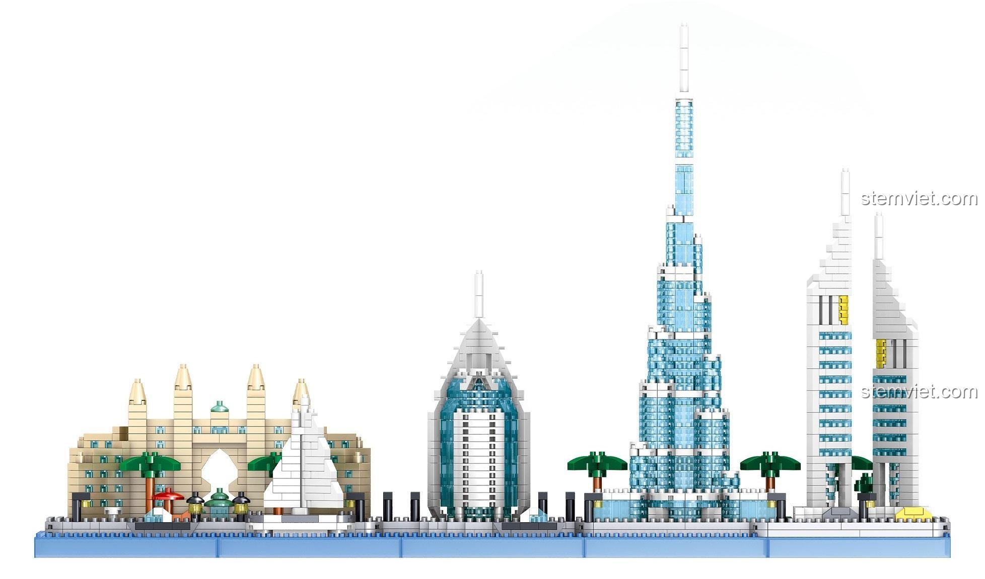 Mô hình Kiến trúc Dubai ZHE GAO LZ8316, đồ chơi lắp ráp các công trình biểu tượng Dubai, chi tiết cao, phù hợp bé trai bé gái 6 tuổi.