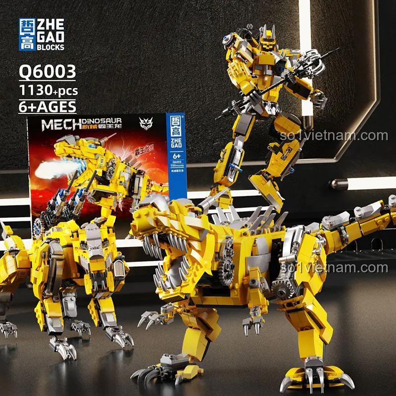 Hộp đồ chơi Zhe Gao Q6003 Khủng Long Robot, bộ xếp hình Q6003 1130 chi tiết cho bé trai 6 tuổi, chất lượng cao.