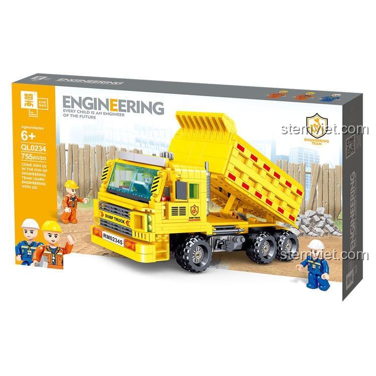 Hộp đồ chơi lắp ráp Xe Ben Công Trình Zhe Gao QL0234, 755 mảnh, quà tặng cho bé trai 6 tuổi trở lên.