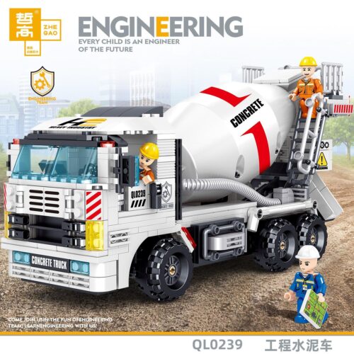 bộ lắp ráp Xe Trộn Bê Tông Zhe Gao QL0239, đồ chơi mô hình công trình cho bé trai 6 tuổi, giá rẻ, có ảnh hộp sản phẩm.