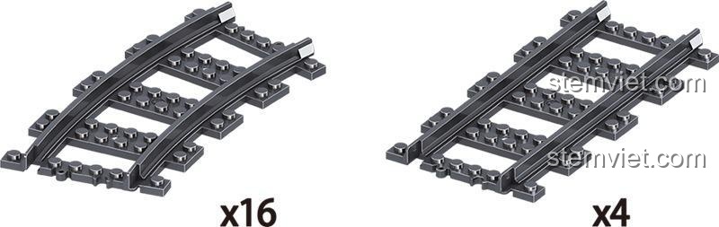 Các mảnh ghép đường ray của bộ đồ chơi mô hình Zhe Gao QL0307 Tàu Cao Tốc Phục Hưng, cho phép bé xây dựng đường ray đa dạng