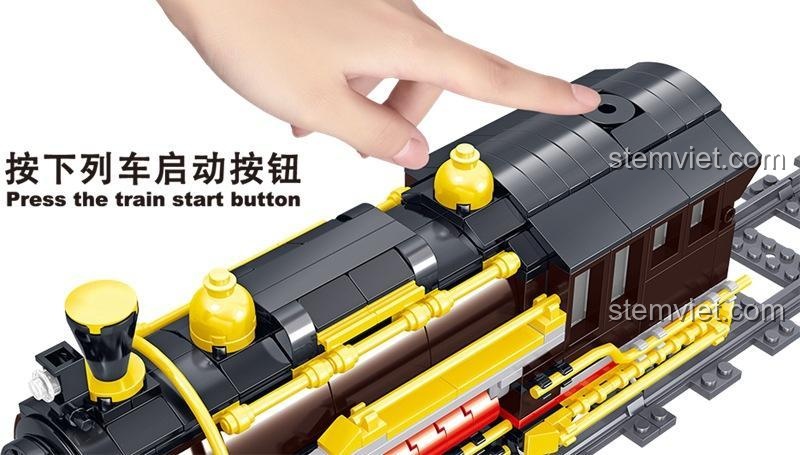 Tính năng kết nối nam châm giữa các toa của bộ lắp ráp Tàu Hỏa Hơi Nước Persond Zhe Gao QL0313, đồ chơi tương tác.