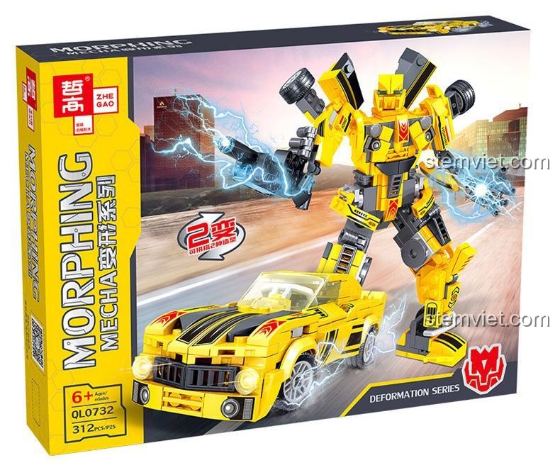 bộ lắp ghép Robot Biến Hình Bumblebee Zhe Gao QL0732 và Xe Ô tô Biến Hình Robot, đồ chơi lắp ráp cho bé trai 6 tuổi, giá tốt, chất lượng cao.