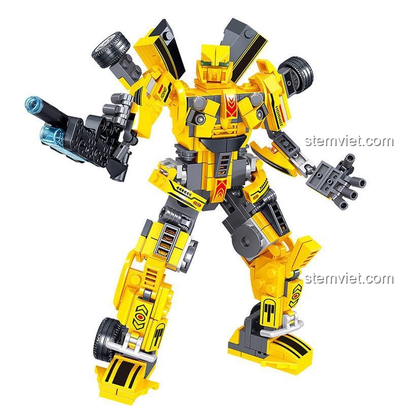 Xe Ô tô Biến Hình Robot Zhe Gao QL0732, đồ chơi mô hình xe cộ, màu vàng đen nổi bật, món quà tiết kiệm cho bé trai.