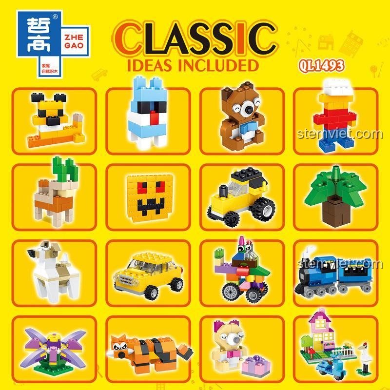 Đồ chơi giáo dục QL1493, đồ chơi xây dựng cơ bản, bộ lắp ghép QL1493, rèn luyện kiên nhẫn cho bé.
