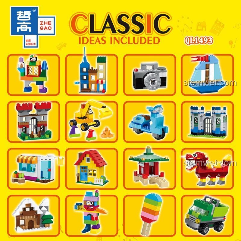 Đồ chơi lắp ghép đa năng QL1493, bộ đồ chơi sáng tạo Zhe Gao, giúp bé phát triển kỹ năng giải quyết vấn đề.