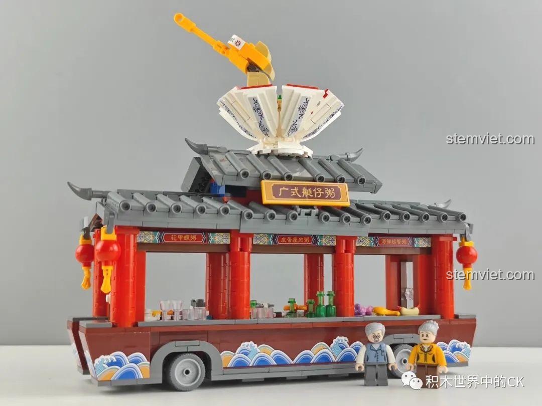 Mô hình hoàn chỉnh đồ chơi lắp ráp Zhe Gao Xe Cháo Thuyền Đường Phố 01004 và minifigures