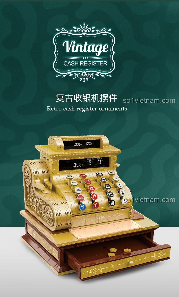Kích thước mô hình máy thu ngân cổ điển ZHEGAO 00387