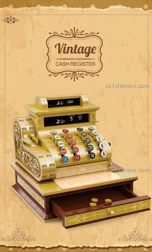 Mô hình máy thu ngân cổ điển ZHEGAO 00387 sau khi lắp ráp