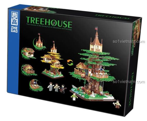 Hộp sản phẩm đồ chơi mô hình ZHEGAO 00416 Ngôi nhà trên cây, món quà sinh nhật ý nghĩa cho bé 6 tuổi.