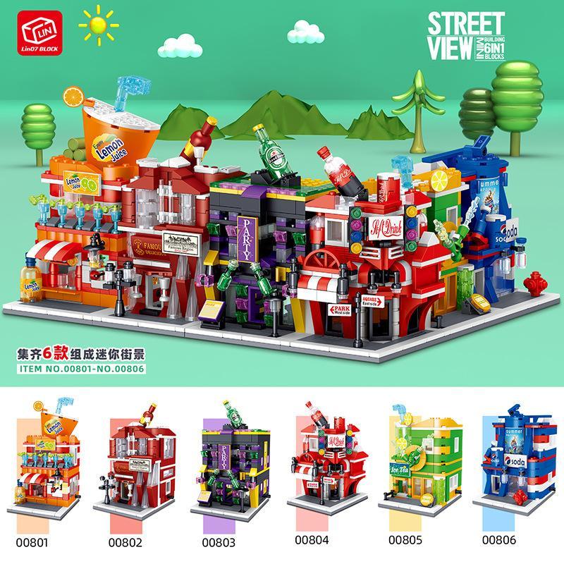Bộ lắp ghép Phố Ẩm Thực Mini Zhegao 00801-00806 1531 mảnh ghép, đồ chơi lắp ráp cửa hàng đường phố cho bé trai và bé gái 6 tuổi, giá tốt.