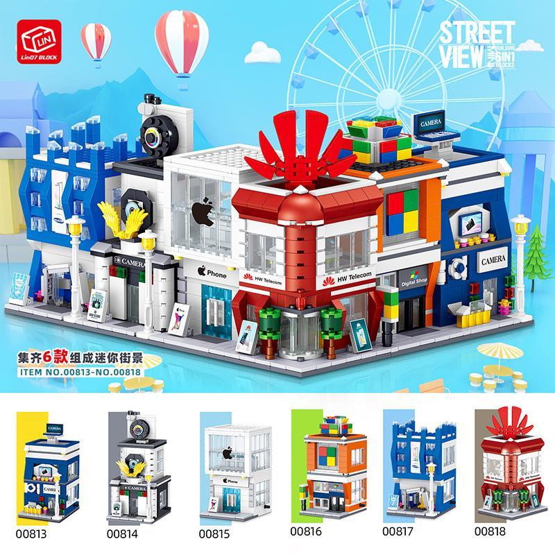 Mô hình phố mini ZHEGAO 00813-00818 với các tòa nhà chi tiết, thể hiện sự tinh xảo trong thiết kế, phù hợp cho trẻ em yêu thích xây dựng và khám phá.