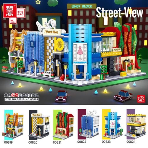 Bộ lắp ghép Cửa hàng trang sức kim cương Zhegao 00822 Street View, đồ chơi mô hình kiến trúc mini cho bé gái 6 tuổi, giá tốt